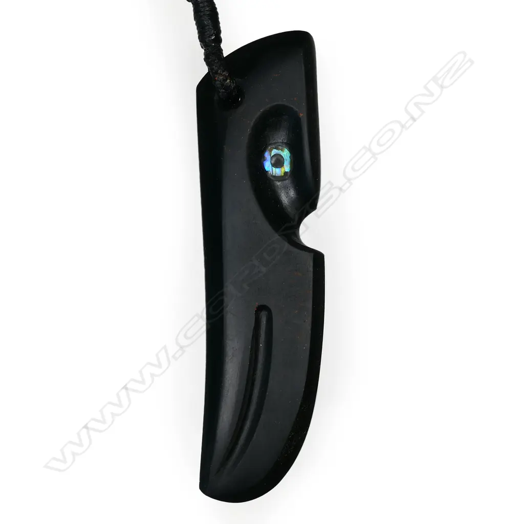 Rossi McCabe New Zealand obsidian carved manu bird head pendant, Image 1++